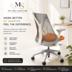 Modern Orange Seat Office Chair with Wheels - Image 2