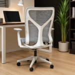 White Swivel Mesh Office Chair - Image 6