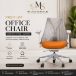 Modern Orange Seat Office Chair with Wheels - Image 5