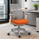 Modern Orange Seat Office Chair with Wheels - Image 3