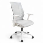 White Swivel Mesh Office Chair - Image 4