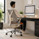 Modern Orange Seat Office Chair with Wheels - Image 4